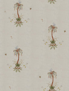 Royal Poncianna Embroidery Multi On Creme 22140 by Schumacher Fabric