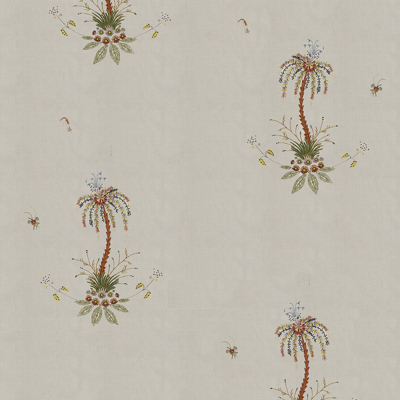 Royal Poncianna Embroidery Multi On Creme 22140 by Schumacher Designer Fabric PERENNIAL FAVORITES COTTON GROUND RAYON 100% INDIA WYZENBEEK 1,000 </p><p>Repeat: Horizontal: 35" (89CM) and Vertical: 45 3/4" (116CM) 54 - Swanky Fabrics -