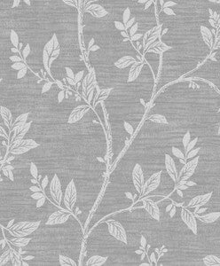 Leaf Trail Metallic Silver & Glass Beads by Seabrook Wallpaper
