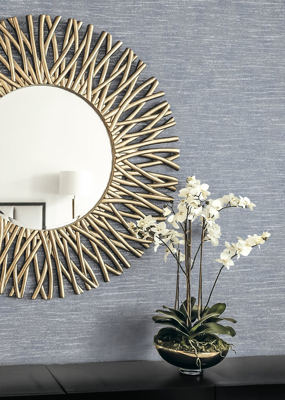 Bark Texture Metallic Slate Blue 2231808 by Etten Gallerie Designer Wallpaper