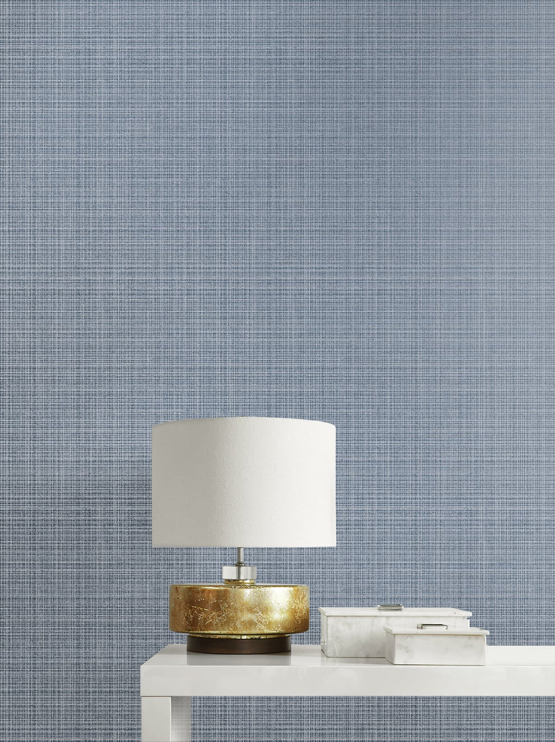 Crosshatch Linen Metallic Slate Blue 2231902 by Etten Gallerie Designer Wallpaper