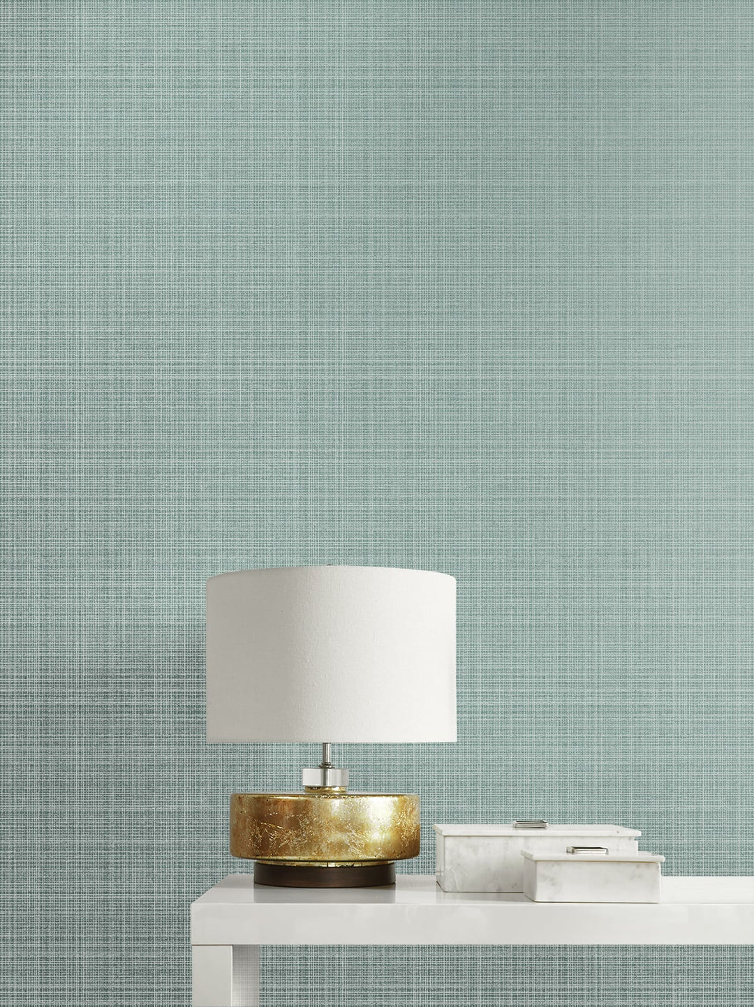 Crosshatch Linen Metallic Sea Green 2231904 by Etten Gallerie Designer Wallpaper