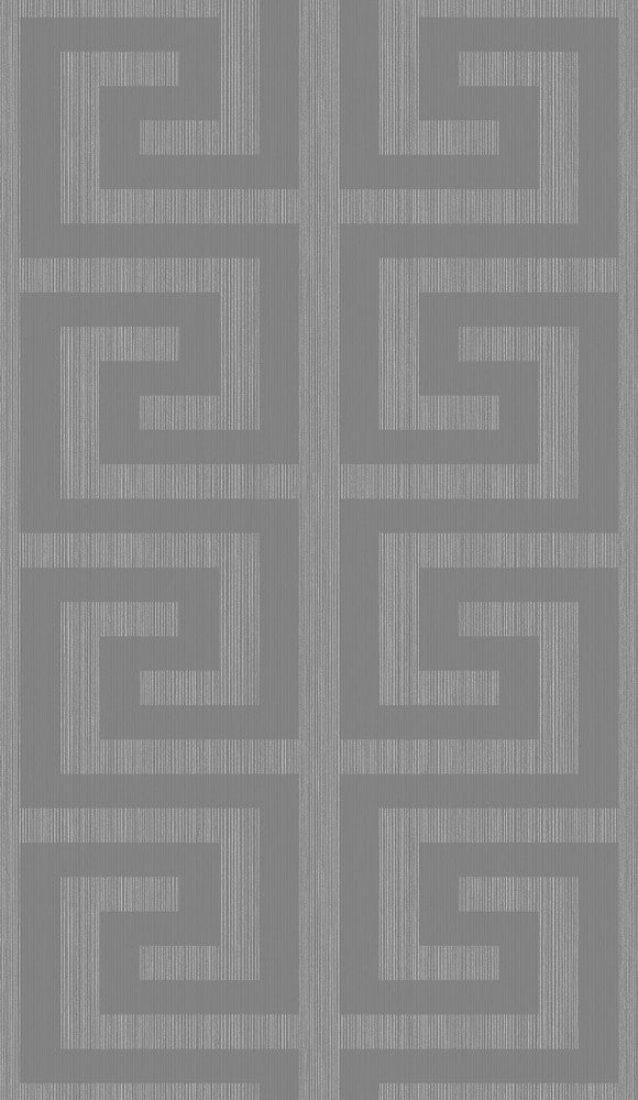 Greek Key Metallic Silver & Earl Gray by Seabrook Wallpaper Essential Textures Netherlands 56.05 9" 20.5" - Fabric Carolina -