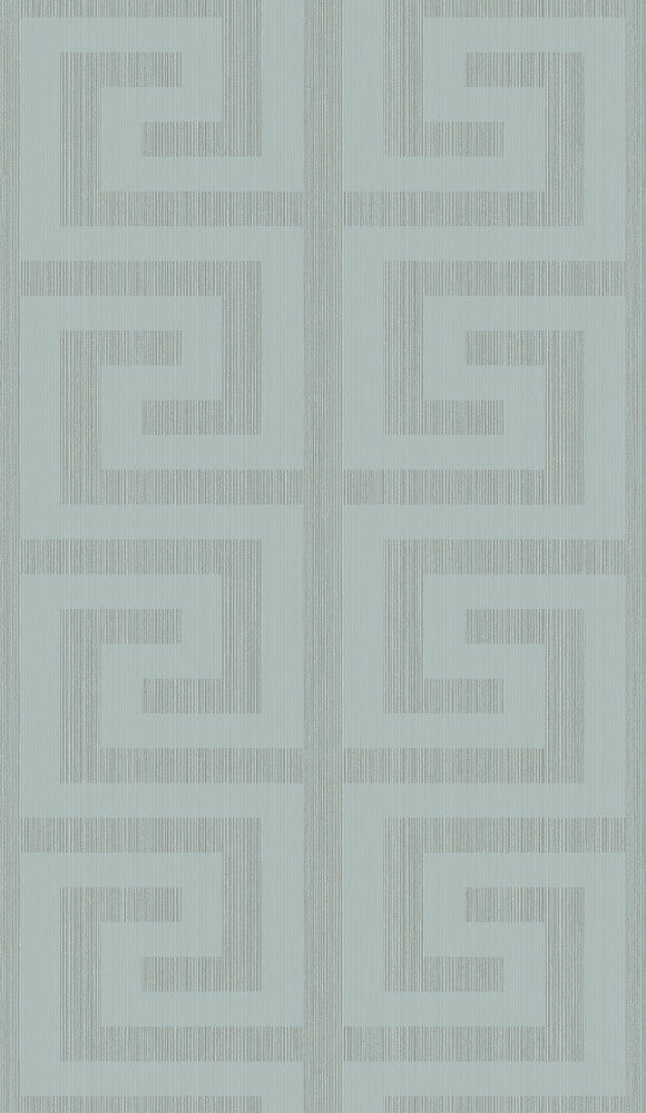 Greek Key Metallic Sea Green by Seabrook Wallpaper Essential Textures Netherlands 56.05 9" 20.5" - Fabric Carolina -