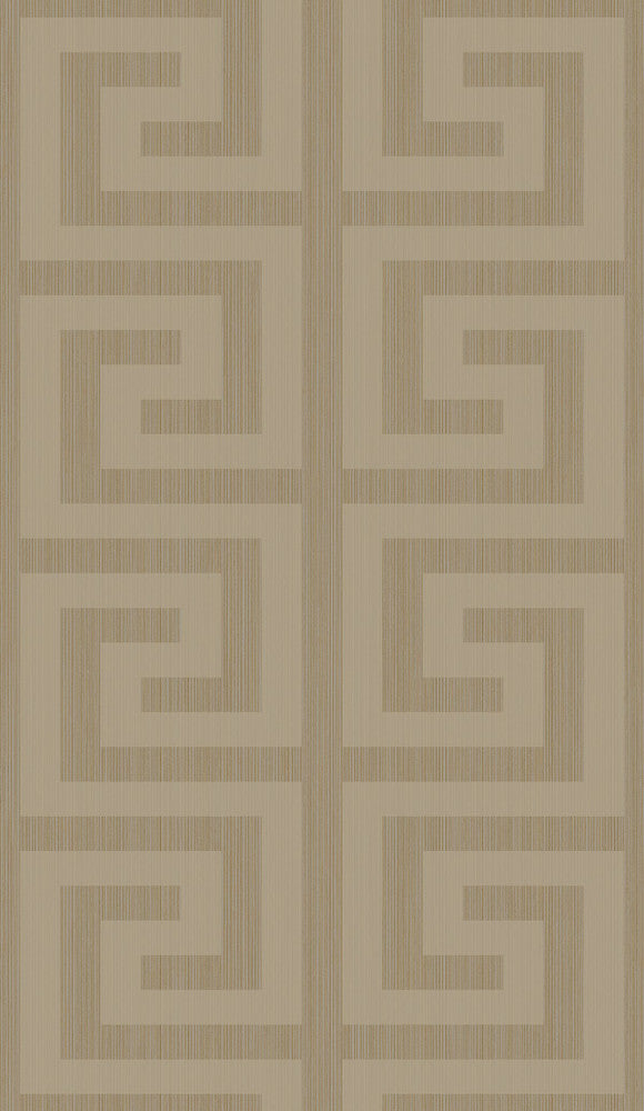 Greek Key Khaki & Metallic Champagne by Seabrook Wallpaper Essential Textures Netherlands 56.05 9" 20.5" - Fabric Carolina -