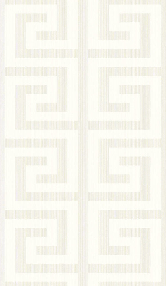 Greek Key Metallic Pearl & Cream by Seabrook Wallpaper Essential Textures Netherlands 56.05 9" 20.5" - Fabric Carolina -