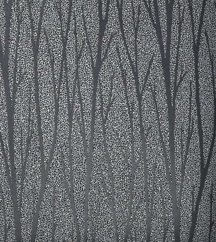Birch Trail Black Satin & Silver Glitter 2232102 by Etten Gallerie Designer Wallpaper