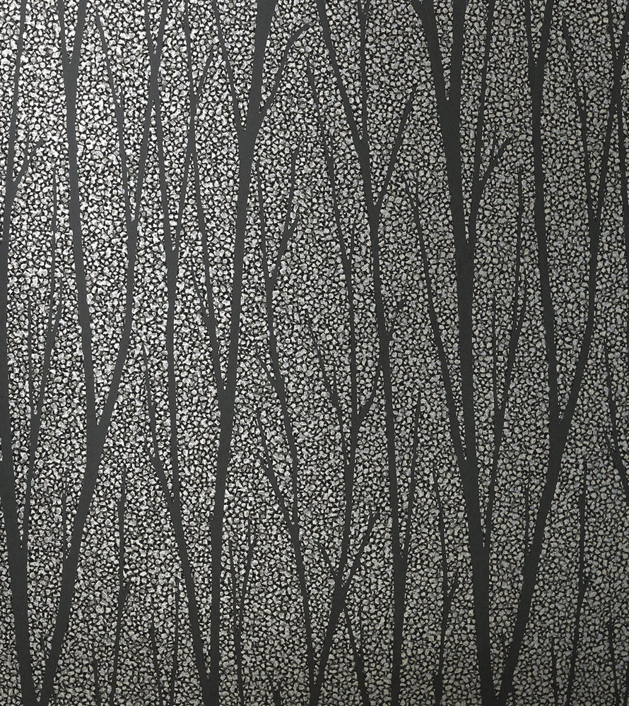 Birch Trail Gunmetal & Charcoal by Seabrook Wallpaper Essential Textures Netherlands 56.05 25.2" 20.5" - Fabric Carolina -