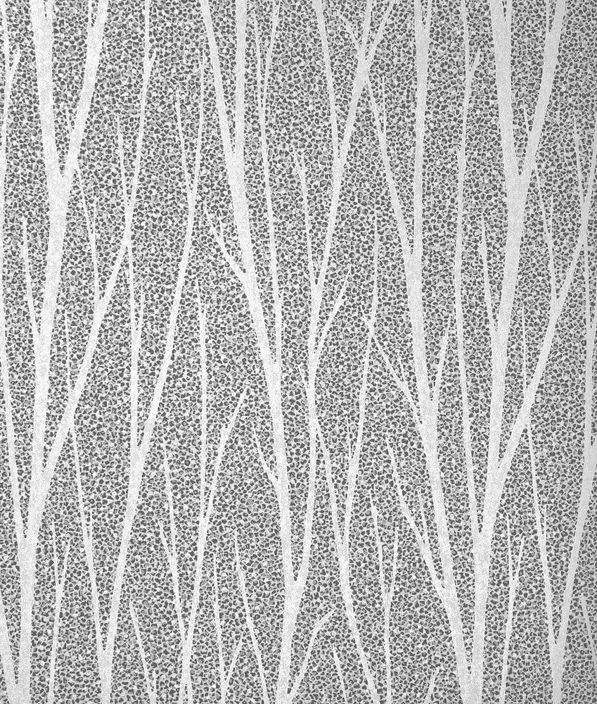 Birch Trail Metallic Silver & Charcoal by Seabrook Wallpaper Essential Textures Netherlands 56.05 25.2" 20.5" - Fabric Carolina -