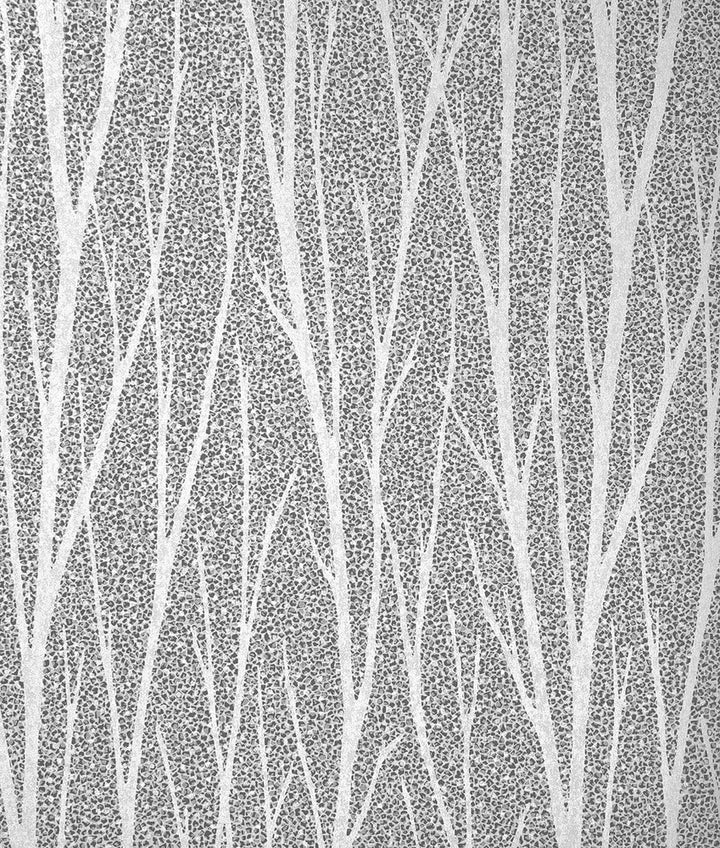 Birch Trail Metallic Silver & Charcoal by Seabrook Wallpaper Essential Textures Netherlands 56.05 25.2" 20.5" - Fabric Carolina -