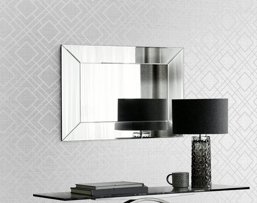 Diamond Lattice Gray Mist & Metallic Silver 2232217 by Etten Gallerie Designer Wallpaper