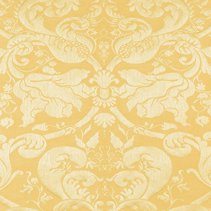 Gavotte Brocatelle Damask Gold 22552 by Schumacher Fabric CHROMA See Sample ITALY MEDIUM DUTY </p><p>Repeat: Horizontal: 25 1/4" (64CM) and Vertical: 38 3/8" (97CM) 51" WIDE (130CM) - Fabric Carolina -