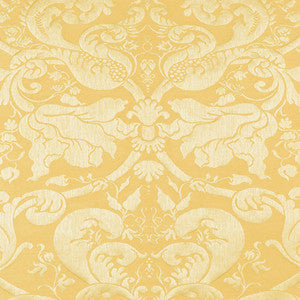 Gavotte Brocatelle Damask Gold 22552 by Schumacher Fabric