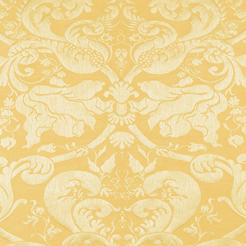 Gavotte Brocatelle Damask Gold 22552 by Schumacher Fabric CHROMA LINEN 53% COTTON 35% ITALY WYZENBEEK 12,000 </p><p>Repeat: Horizontal: 25 1/4" (64CM) and Vertical: 38 3/8" (97CM) 51 - Fabric Carolina -