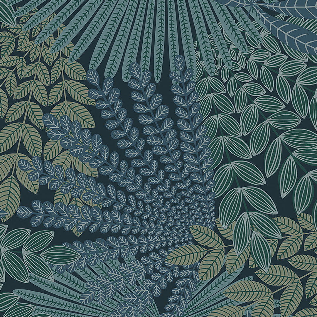 Velvet Leaves - Spruce And Blue by Schumacher Wallcovering