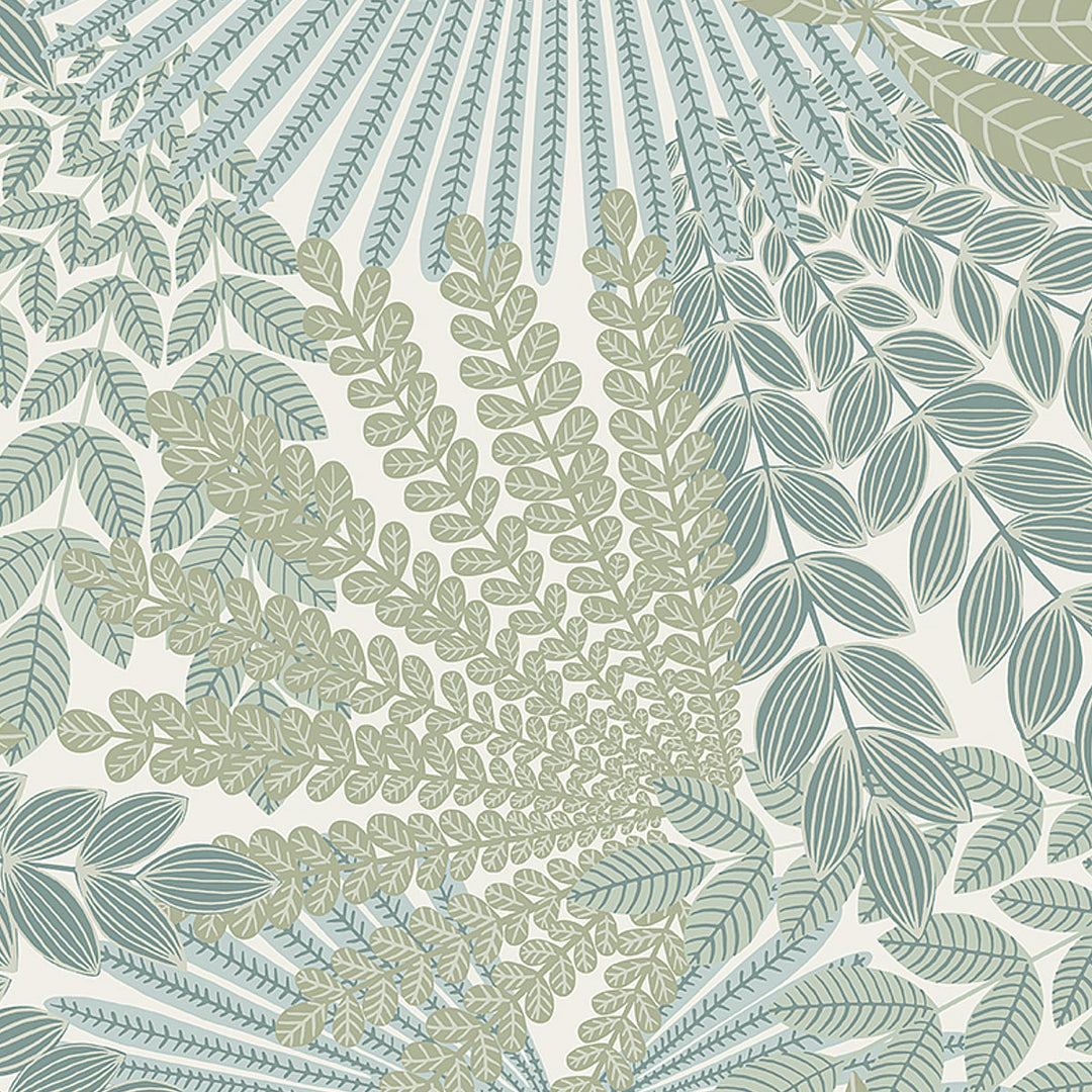 Velvet Leaves - Ivory And Sage by Schumacher Wallcovering