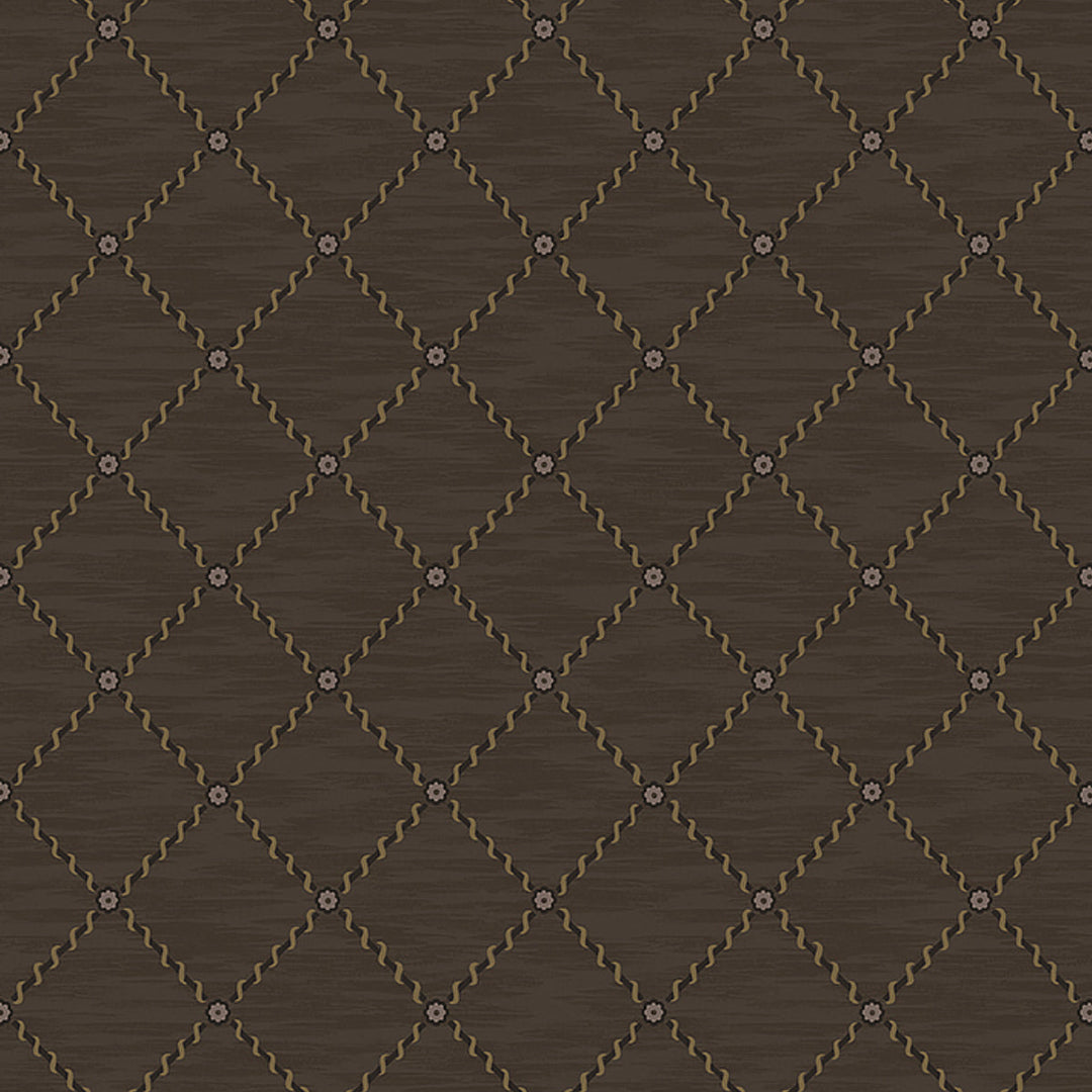 Golden Trellis - Brown And Gold by Schumacher Wallcovering