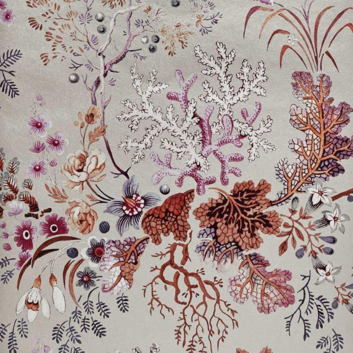 Kilburn'S Coral (Wp) # 01 Coral Reef by 1838 Wallcoverings Designer Wallpaper V&A Decorative Papers HALF DROP PASTE THE WALL UNITED KINGDOM V-41.3" 20.5"X11YD - Swanky Fabrics -