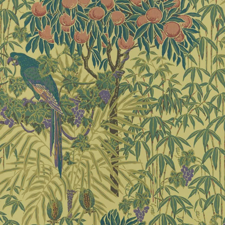 Macaw (Wp) # 03 Vivid Yellow by 1838 Wallcoverings Designer Wallpaper V&A Decorative Papers HALF DROP PASTE THE WALL UNITED KINGDOM V-25" 20.5"X11YD - Swanky Fabrics -
