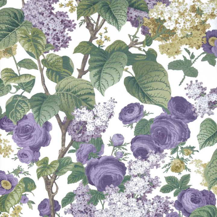 Floribunda (Wp) # 01 Lavender Dream by 1838 Wallcoverings Wallpaper V&A Decorative Papers HALF DROP PASTE THE WALL UNITED KINGDOM V-33" 27.5"X11YD - Fabric Carolina -