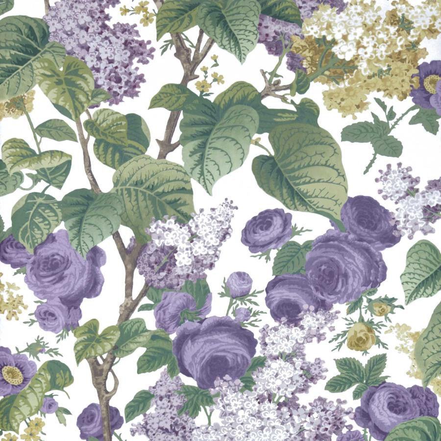 Floribunda (Wp) # 01 Lavender Dream by 1838 Wallcoverings Designer Wallpaper V&A Decorative Papers HALF DROP PASTE THE WALL UNITED KINGDOM V-33" 27.5"X11YD - Swanky Fabrics -