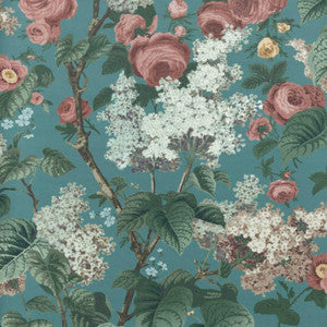 Floribunda (Wp) # 03 Teal by 1838 Wallcoverings Wallpaper