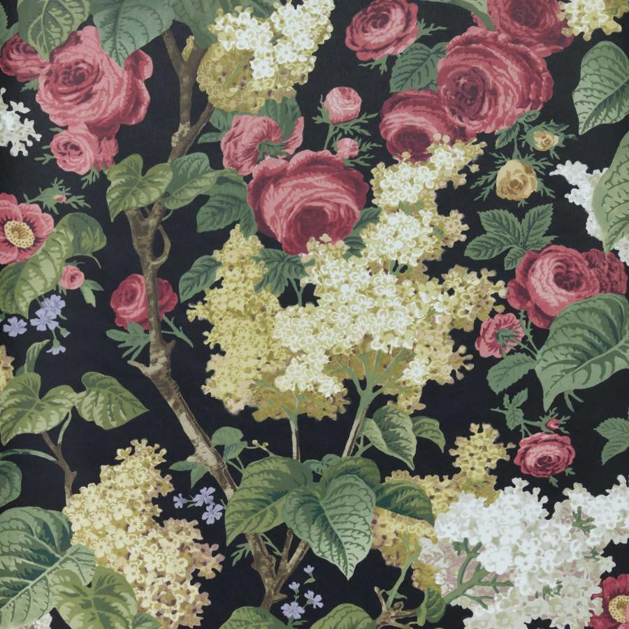 Floribunda (Wp) # 04 Midnight by 1838 Wallcoverings Wallpaper V&A Decorative Papers HALF DROP PASTE THE WALL UNITED KINGDOM V-33" 27.5"X11YD - Fabric Carolina -