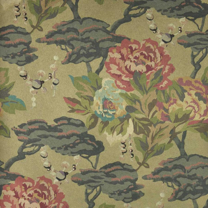 Paeonia (Wp) # 03 Lacquer by 1838 Wallcoverings Wallpaper V&A Decorative Papers STRAIGHT PASTE THE WALL UNITED KINGDOM V-26.3" 20.5"X11YD - Fabric Carolina -