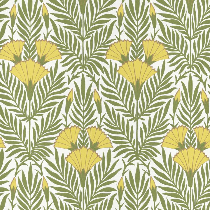 Floral Fanfare (Wp) # 01 Vivid Yellow by 1838 Wallcoverings Wallpaper V&A Decorative Papers STRAIGHT PASTE THE WALL UNITED KINGDOM V-16.5" 20.5"X11YD - Fabric Carolina -