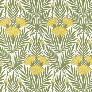 Floral Fanfare (Wp) # 01 Vivid Yellow by 1838 Wallcoverings Wallpaper