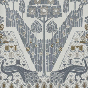 Peacock Topiary (Wp) # 01 Monochrome by 1838 Wallcoverings Wallpaper