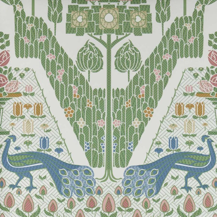 Peacock Topiary (Wp) # 02 Fern by 1838 Wallcoverings Wallpaper V&A Decorative Papers STRAIGHT PASTE THE WALL UNITED KINGDOM V-25" 20.5"X11YD - Fabric Carolina -