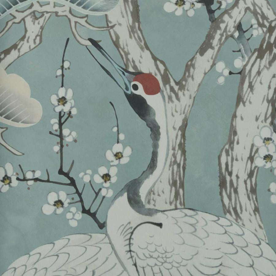 Kyoto Blossom (Wp) # 03 Mist by 1838 Wallcoverings Designer Wallpaper V&A Decorative Papers STRAIGHT PASTE THE WALL UNITED KINGDOM V-118"H-81.9" 20.5"X13.7YD - Swanky Fabrics -