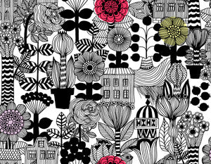 Lintukoto Ebony and Off-White by Seabrook Wallpaper