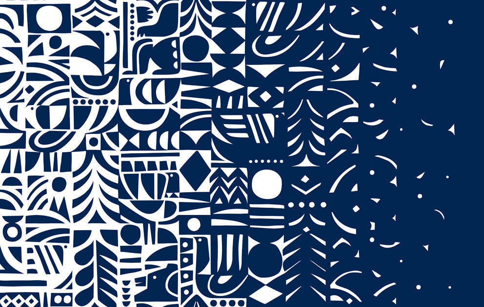 Yön Varjo Midnight Blue and Off-White by Seabrook Wallpaper Marimekko Vol. 5 Italy 75.5 17.5" 27.5" - Fabric Carolina -