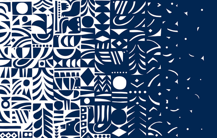 Yön Varjo Midnight Blue and Off-White by Seabrook Wallpaper Marimekko Vol. 5 Italy 75.5 17.5" 27.5" - Fabric Carolina -