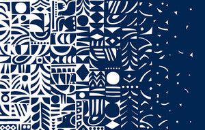 Yön Varjo Midnight Blue and Off-White by Seabrook Wallpaper