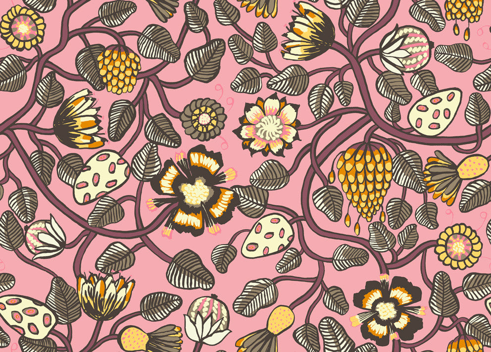 Pieni Tiara Salmon and Plum by Seabrook Wallpaper Marimekko Vol. 5 Italy 75.5 19.7" 27.5" - Fabric Carolina -