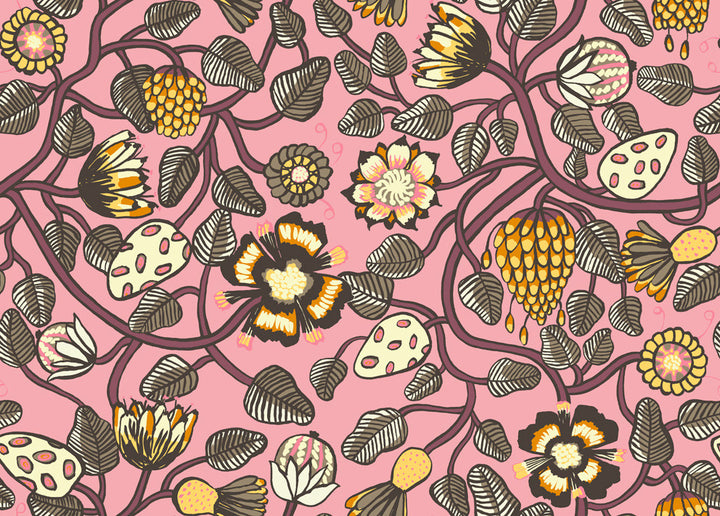 Pieni Tiara Salmon and Plum by Seabrook Wallpaper Marimekko Vol. 5 Italy 75.5 19.7" 27.5" - Fabric Carolina -