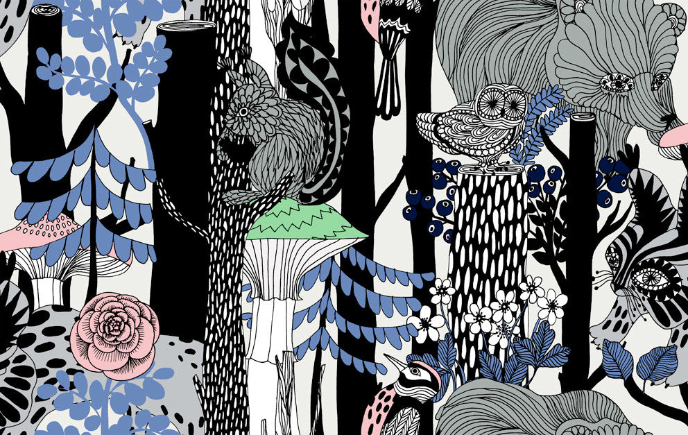 Pikkuveljekset Ebony and Sapphire by Seabrook Wallpaper Marimekko Vol. 5 Italy 75.5 13" 27.5" - Fabric Carolina -
