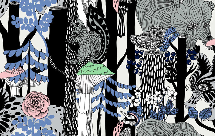 Pikkuveljekset Ebony and Sapphire by Seabrook Wallpaper Marimekko Vol. 5 Italy 75.5 13" 27.5" - Fabric Carolina -