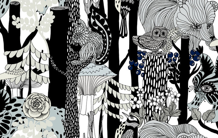 Pikkuveljekset Ebony and Steel Gray by Seabrook Wallpaper Marimekko Vol. 5 Italy 75.5 13" 27.5" - Fabric Carolina -