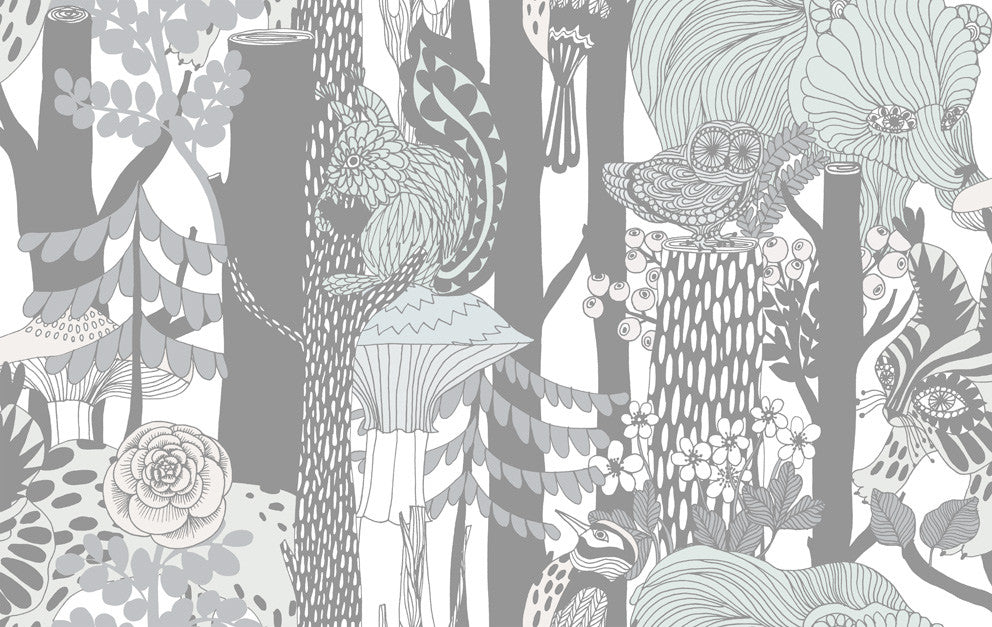 Pikkuveljekset Mint and Charcoal by Seabrook Wallpaper Marimekko Vol. 5 Italy 75.5 13" 27.5" - Fabric Carolina -
