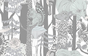 Pikkuveljekset Mint and Charcoal by Seabrook Wallpaper