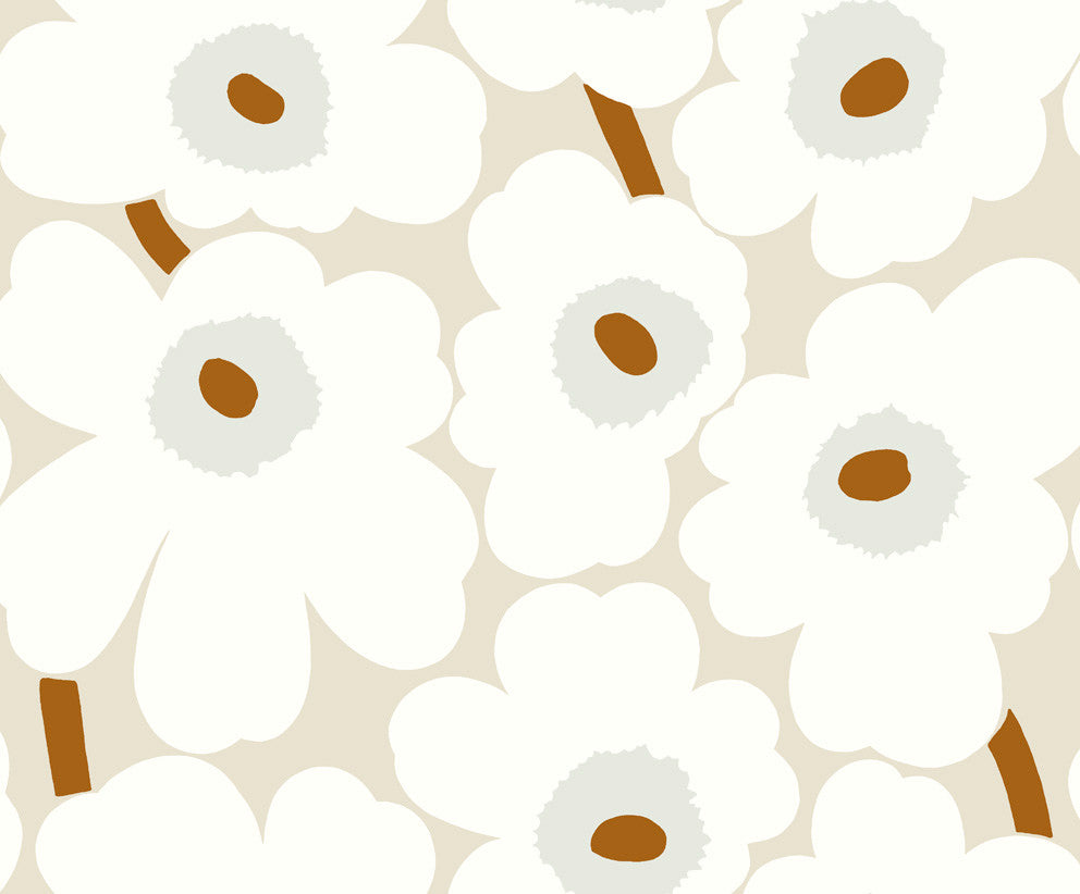 Unikko Gray and Caramel by Seabrook Wallpaper Marimekko Vol. 5 Italy 75.5 22.8" 27.5" - Fabric Carolina -