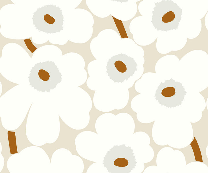 Unikko Gray and Caramel by Seabrook Wallpaper Marimekko Vol. 5 Italy 75.5 22.8" 27.5" - Fabric Carolina -
