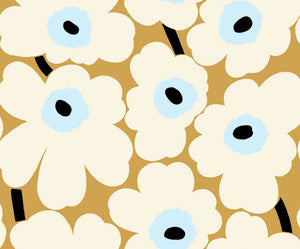 Unikko Mustard and Sky Blue by Seabrook Wallpaper