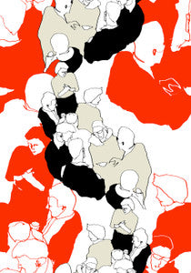 Ystävät Vermillion and Off-White by Seabrook Wallpaper