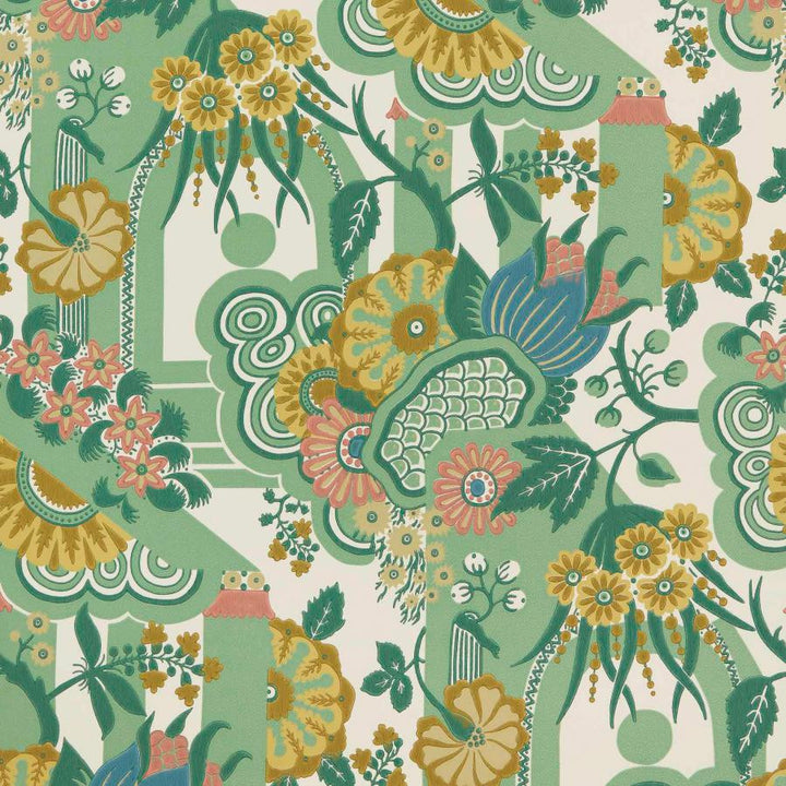 Pineapple Garden (Wp) # 02 Verde by 1838 Wallcoverings Wallpaper V&A Decorative Papers Ii STRAIGHT PASTE THE WALL UNITED KINGDOM V-25" 20.5"X11YD - Fabric Carolina -