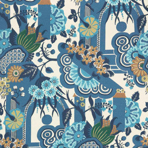 Pineapple Garden (Wp) # 05 Cobalt by 1838 Wallcoverings Wallpaper